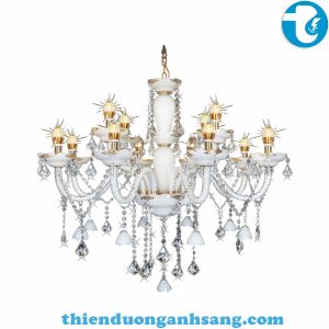 Kích Thước:700 x H600 + 400 mm Chất Liệu: Đồng nguyên chất, pha lê Bóng Đèn: E14 x 8 Bóng Giá trên đã bao gồm bóng.